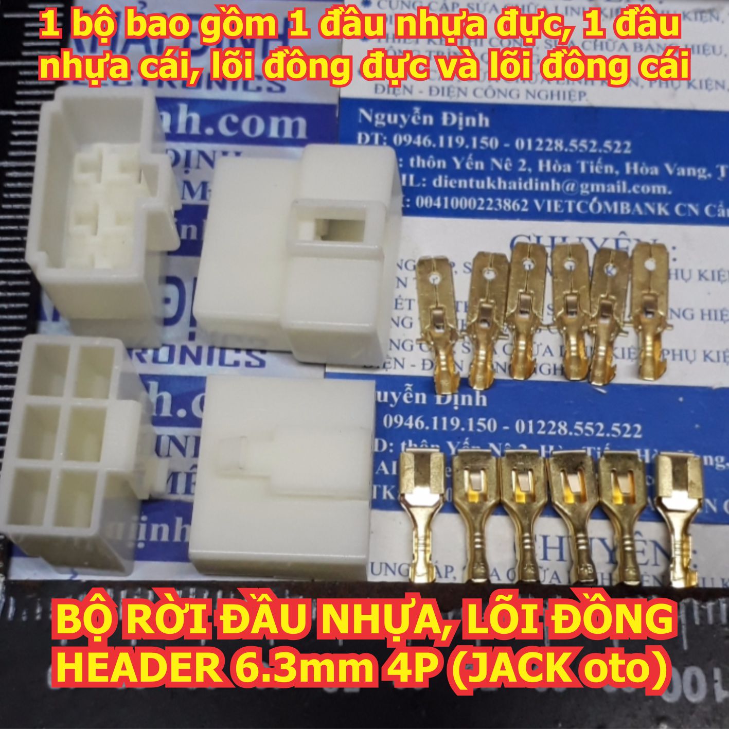 Bộ RỜI ĐẦU NHỰA ĐỰC CÁI, LÕI ĐỒNG ĐỰC CÁI HEADER 6.3mm jack oto ô tô các loại 1P ~ 12P kde1702