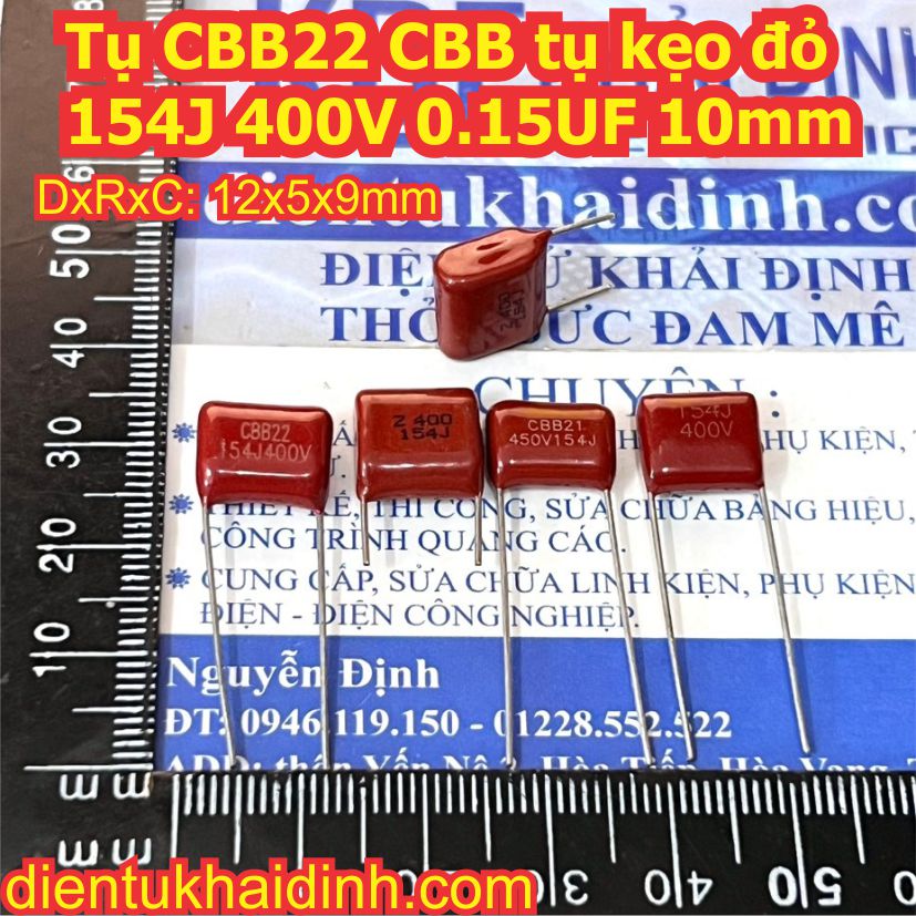 Tụ CBB22 CBB, tụ kẹo 154J 400V 0.15UF KDE1747