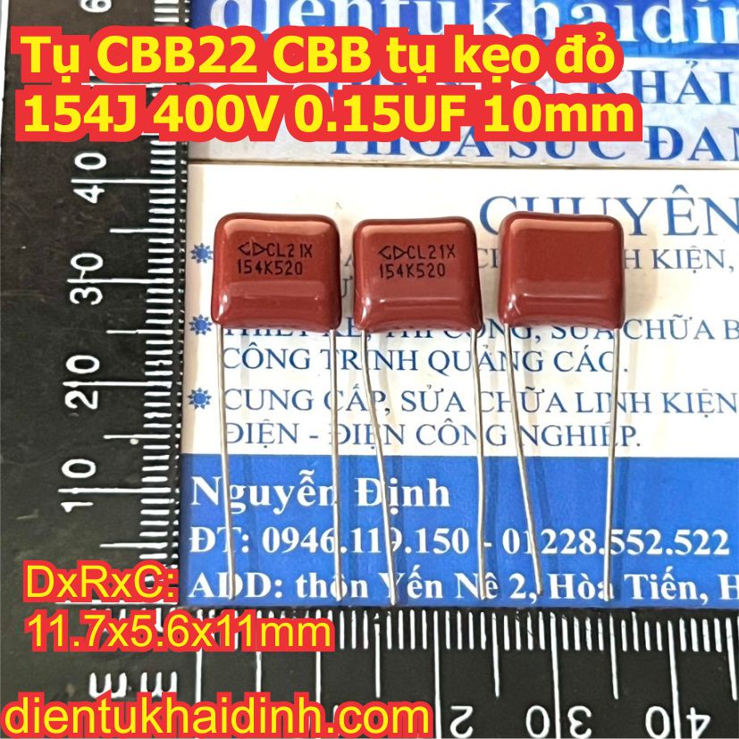 Tụ CBB22 CBB, tụ kẹo 154J 400V 0.15UF KDE1747