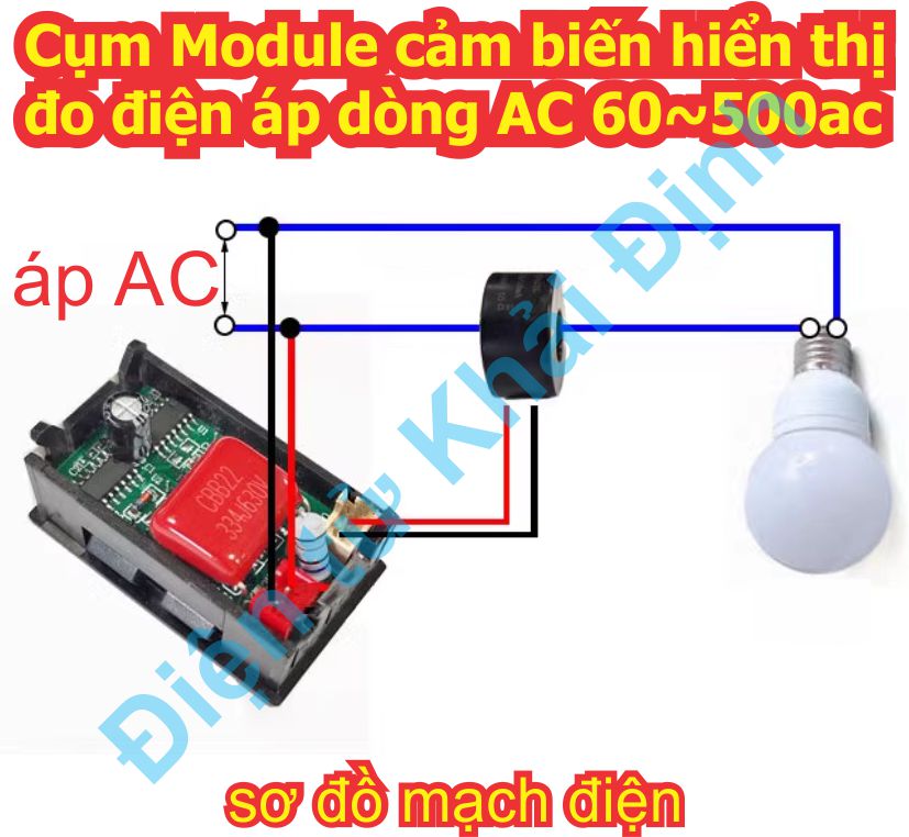 Cụm Module hiển thị cảm biến đo điện áp dòng AC 60~500ac loại 10A / 50A / 100A kde1770