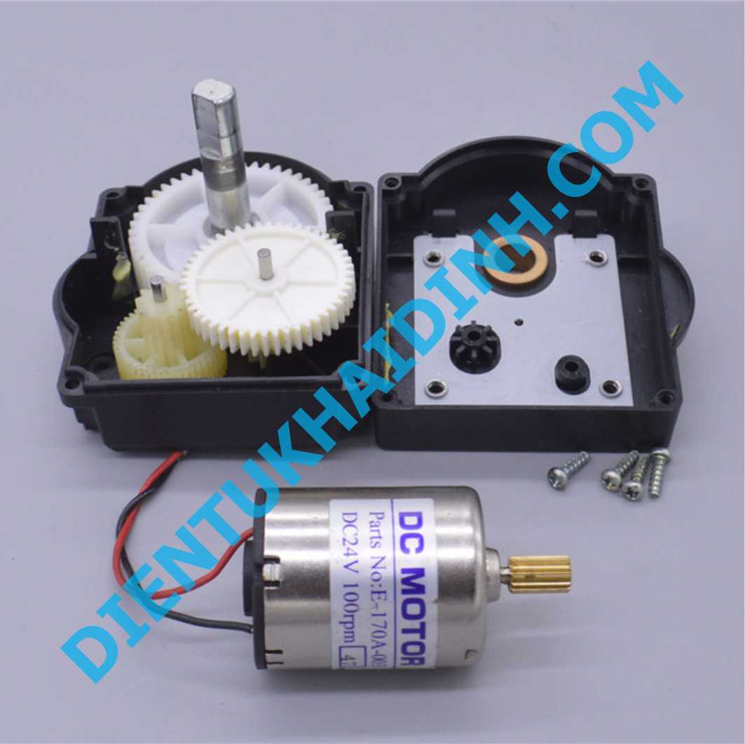 động cơ giảm tốc E-170A-003 6-24Vdc 25-100RPM, 0.3A 350g TRỤC 10mm VÁT 8mm kde1771