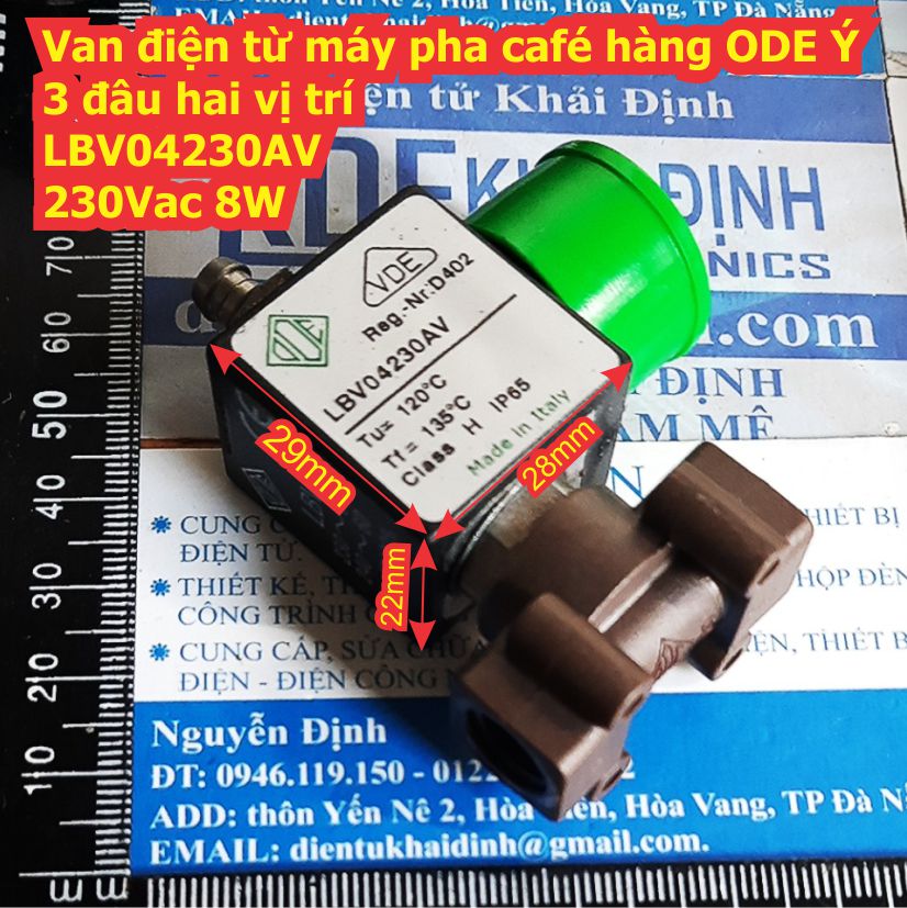 Van điện từ máy pha café hàng ODE Ý 3 đâu hai vị trí LBV04230AV 230Vac 8W / LBV05110BU 13.5W kde1848