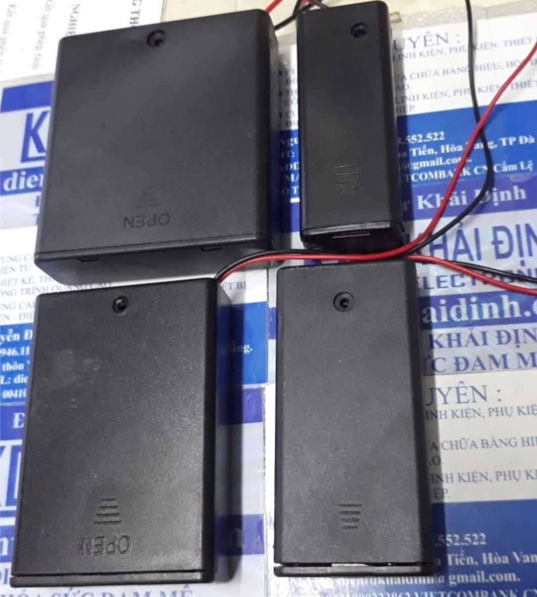 hộp, đế pin, khay đựng pin AA 1/2/3/4 viên, có nắp, có công tắc kde1945