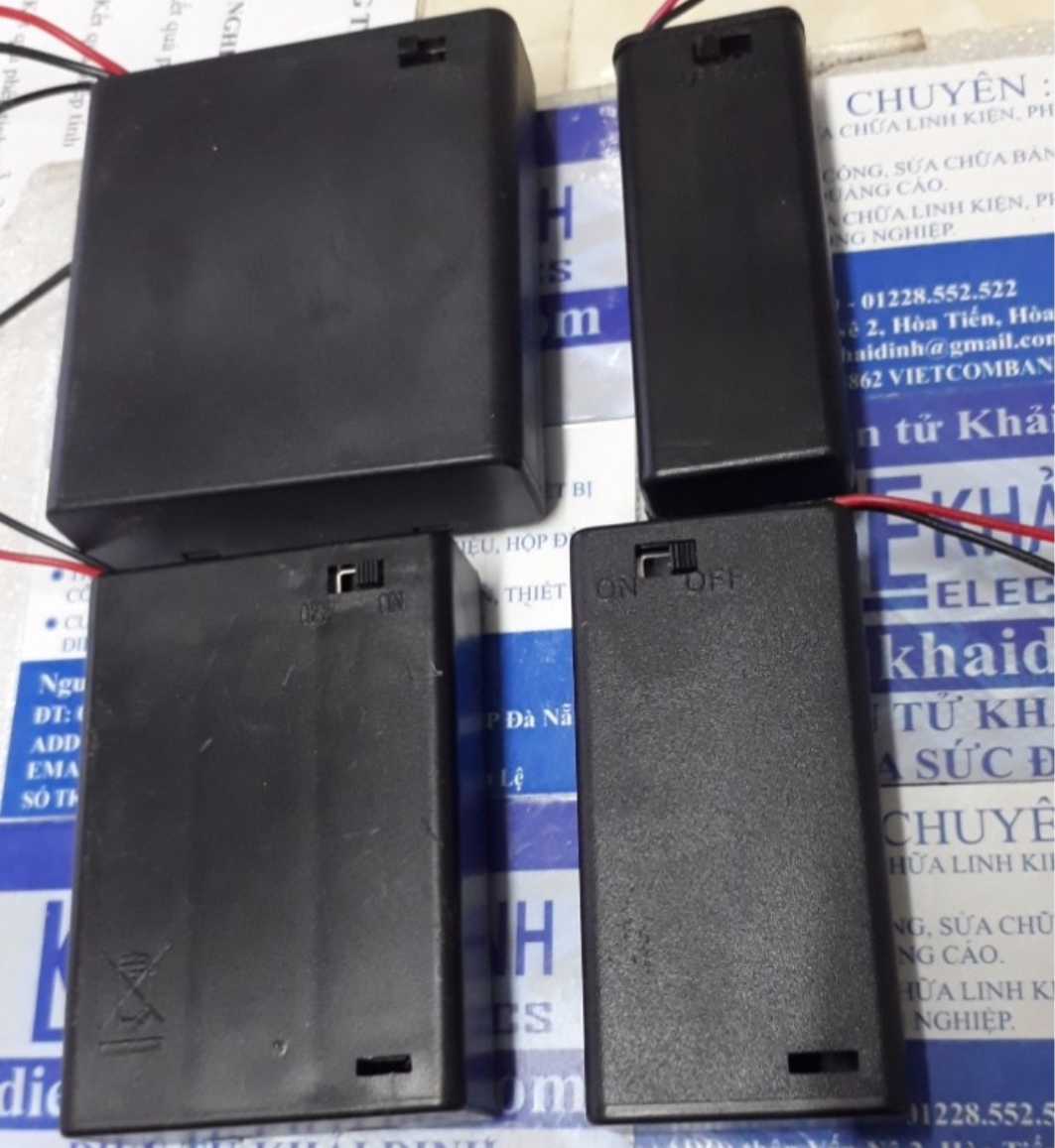 hộp, đế pin, khay đựng pin AA 1/2/3/4 viên, có nắp, có công tắc kde1945