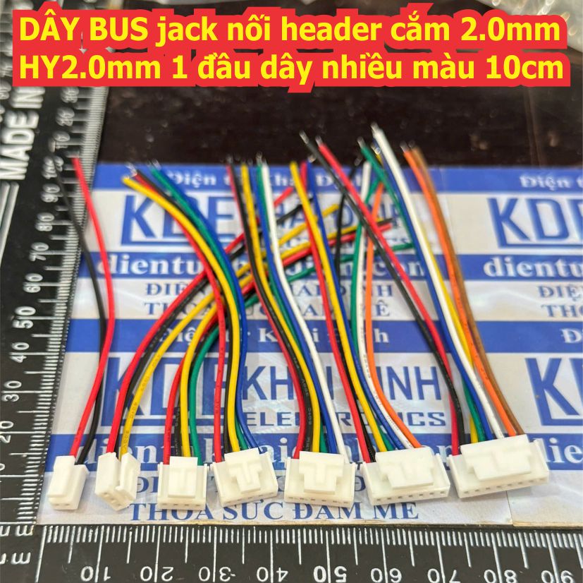 DÂY BUS jack nối header cắm 2.0mm HY2.0mm bấm 1 đầu dây nhiều màu 10cm 2P 3P 4P 8P kde1974