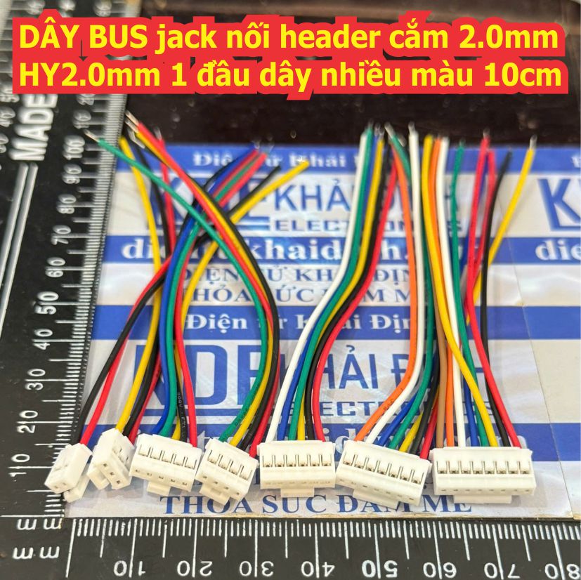 DÂY BUS jack nối header cắm 2.0mm HY2.0mm bấm 1 đầu dây nhiều màu 10cm 2P 3P 4P 8P kde1974