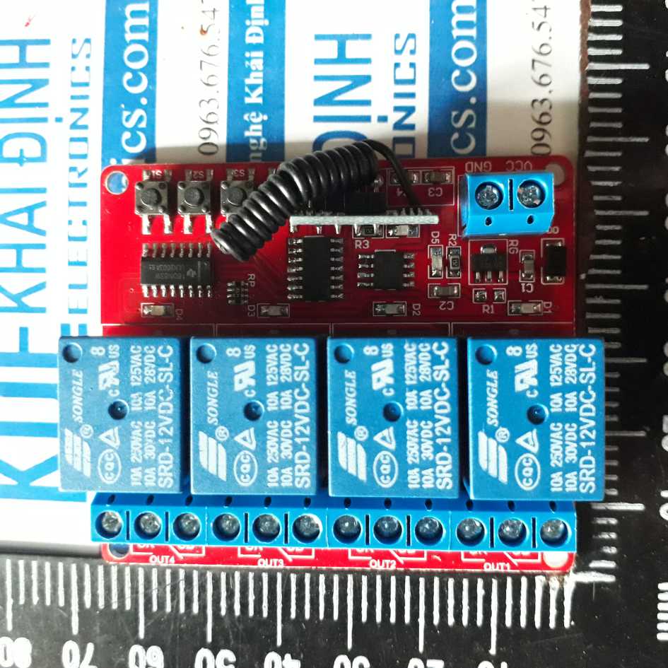 module RF 4 RELAY 12V, 433mhz, học lệnh, 4 nút nhấn kde2117