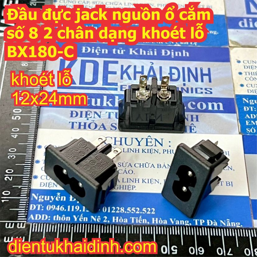 Đầu đực jack nguồn ổ cắm số 8 2 chân dạng khoét lỗ BX180-C AC-027B dạng lỗ cố định BX180-D AC-005 AC-005F kde2181