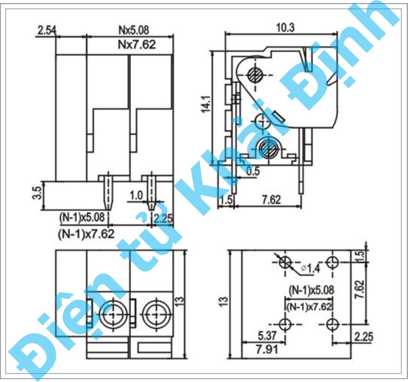 domino KF142R KF142 DA141-508, 5.08mm, 2 cổng / 3 cổng (dùng lẩy) kde2208