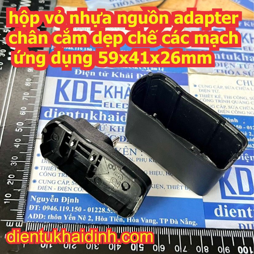 hộp vỏ nhựa nguồn adapter chân cắm dẹp chế các mạch ứng dụng 59x41x26mm kde2211