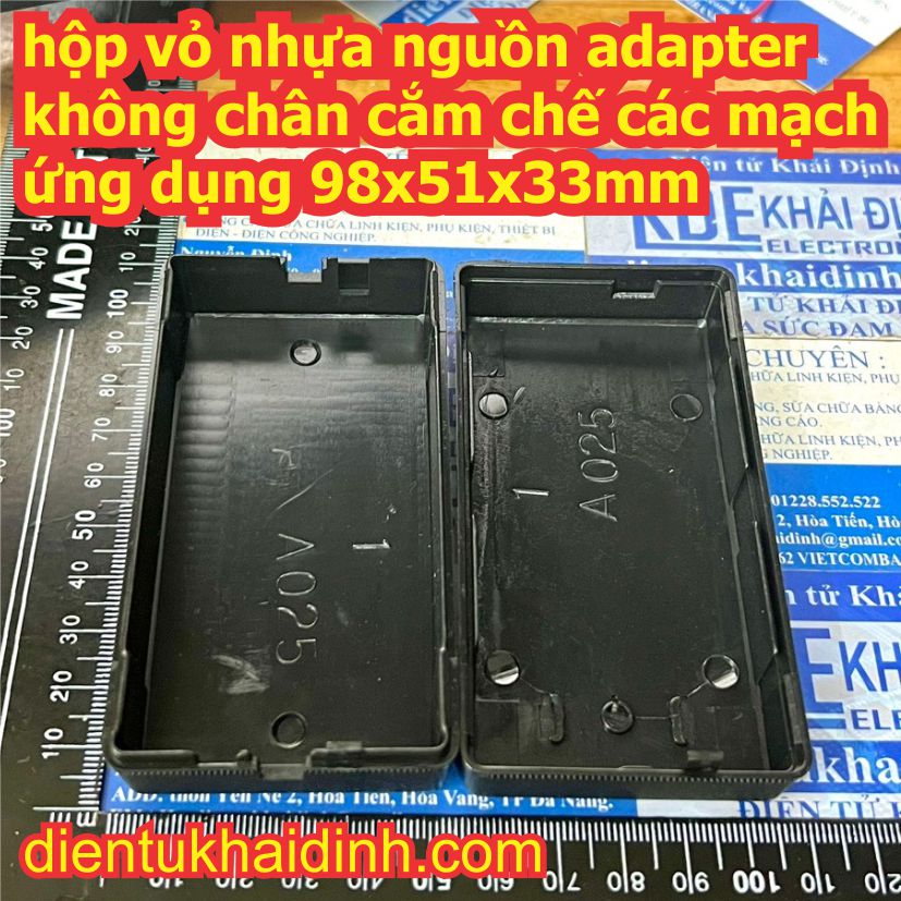 hộp vỏ nhựa nguồn adapter không chân cắm chế các mạch ứng dụng 98x51x33mm kde2212