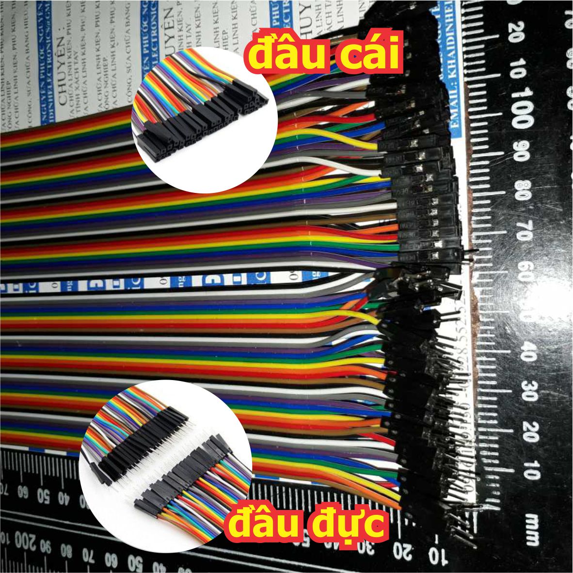 Dây header ĐEN DÀI 30CM, NGUYÊN TẤM 40 SỢI đầu C-C/Đ-C/Đ-Đ, jack cắm testboard nhựa kde2217