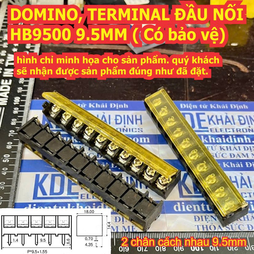 DOMINO, TERMINAL ĐẦU NỐI HB9500 9.5MM ( Có bảo vệ) 2/3/4/5/6/7/8/9/10P kde2229