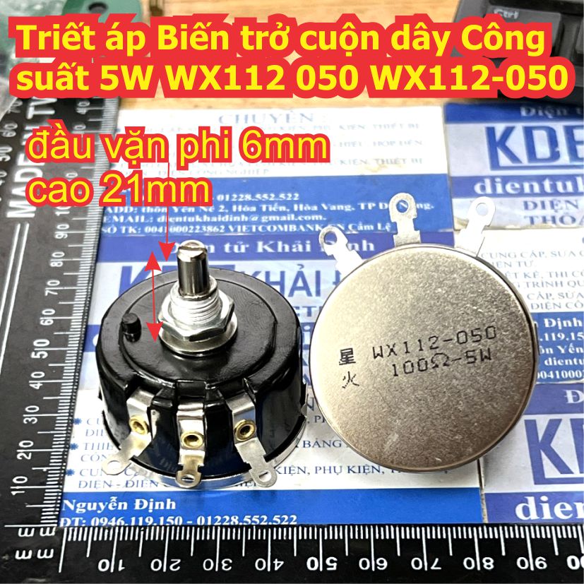 Triết áp Biến trở cuộn dây Công suất 5W WX112 050 WX112-050 100 Ohm ~ 22K kde2376