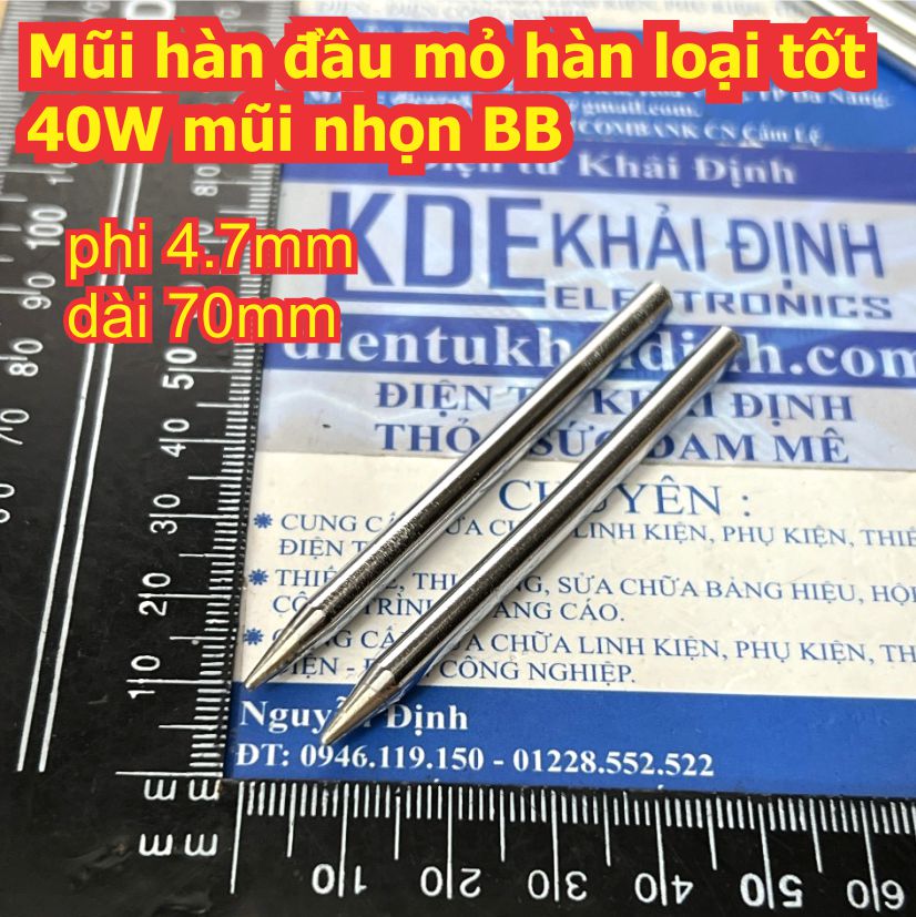 Mũi hàn đầu mỏ hàn loại tốt 40W màu trắng / đen mũi nhọn / dẹp / dao / tròn / cong kde2382