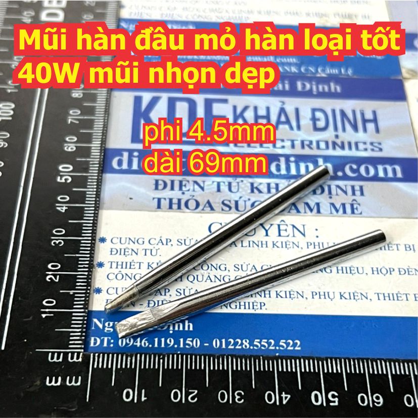 Mũi hàn đầu mỏ hàn loại tốt 40W màu trắng / đen mũi nhọn / dẹp / dao / tròn / cong kde2382