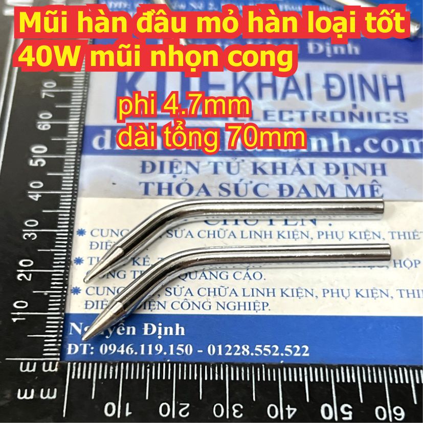 Mũi hàn đầu mỏ hàn loại tốt 40W màu trắng / đen mũi nhọn / dẹp / dao / tròn / cong kde2382