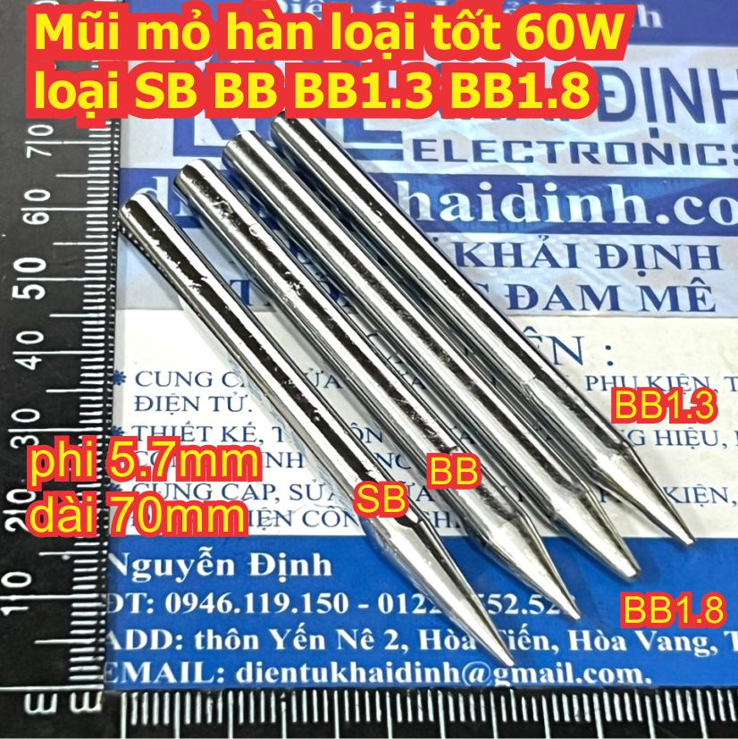 Mũi mỏ hàn đầu hàn loại tốt dùng cho các mỏ hàn chì thông dụng 60W đủ các kiểu đầu nhọn kde2383