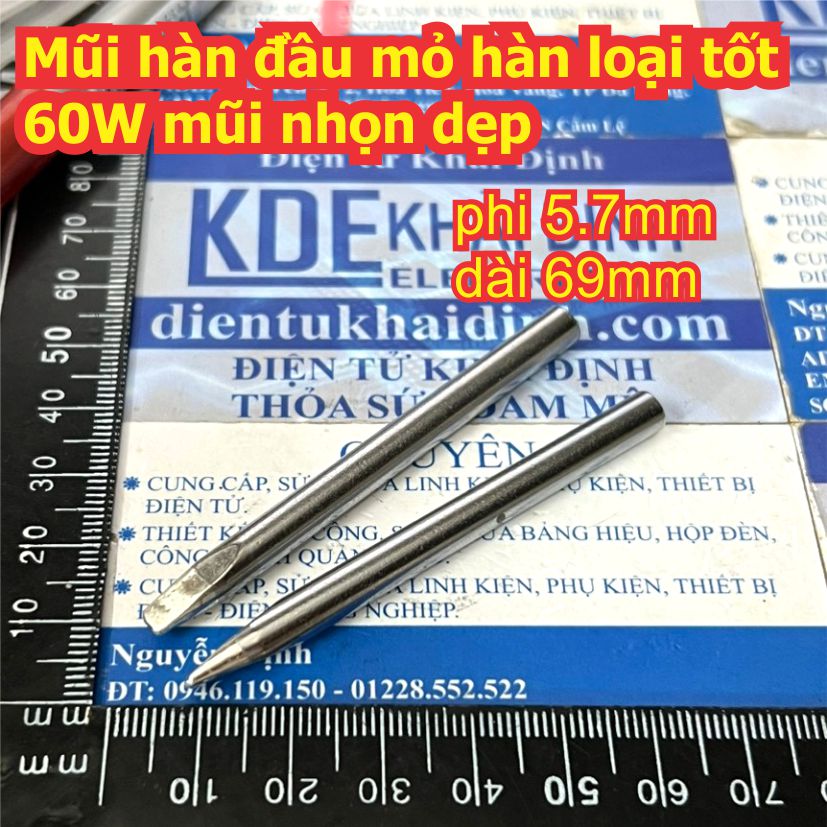 Mũi hàn đầu mỏ hàn loại tốt 60W màu trắng / đen mũi nhọn / dẹp / dao / tròn / cong kde2382