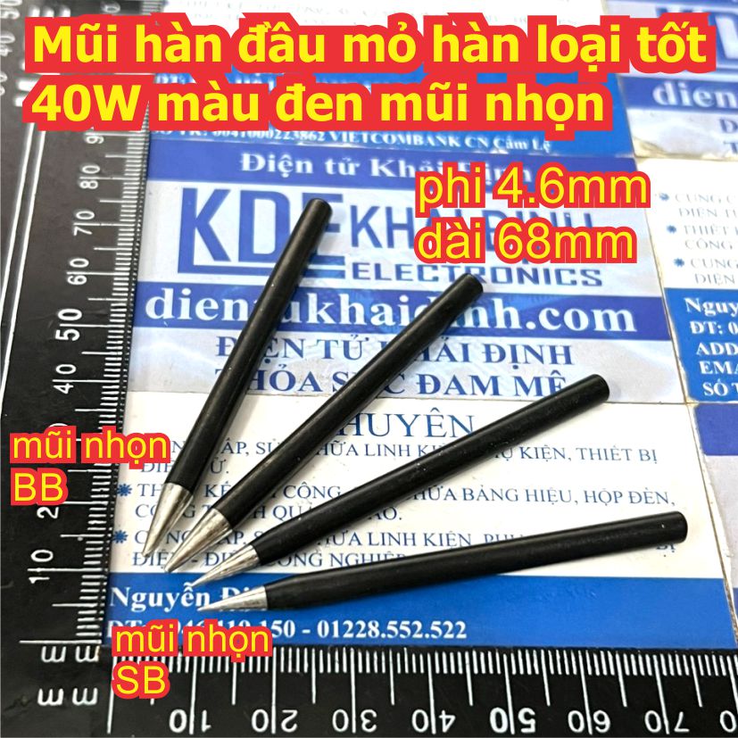 Mũi hàn đầu mỏ hàn loại tốt 40W màu trắng / đen mũi nhọn / dẹp / dao / tròn / cong kde2382