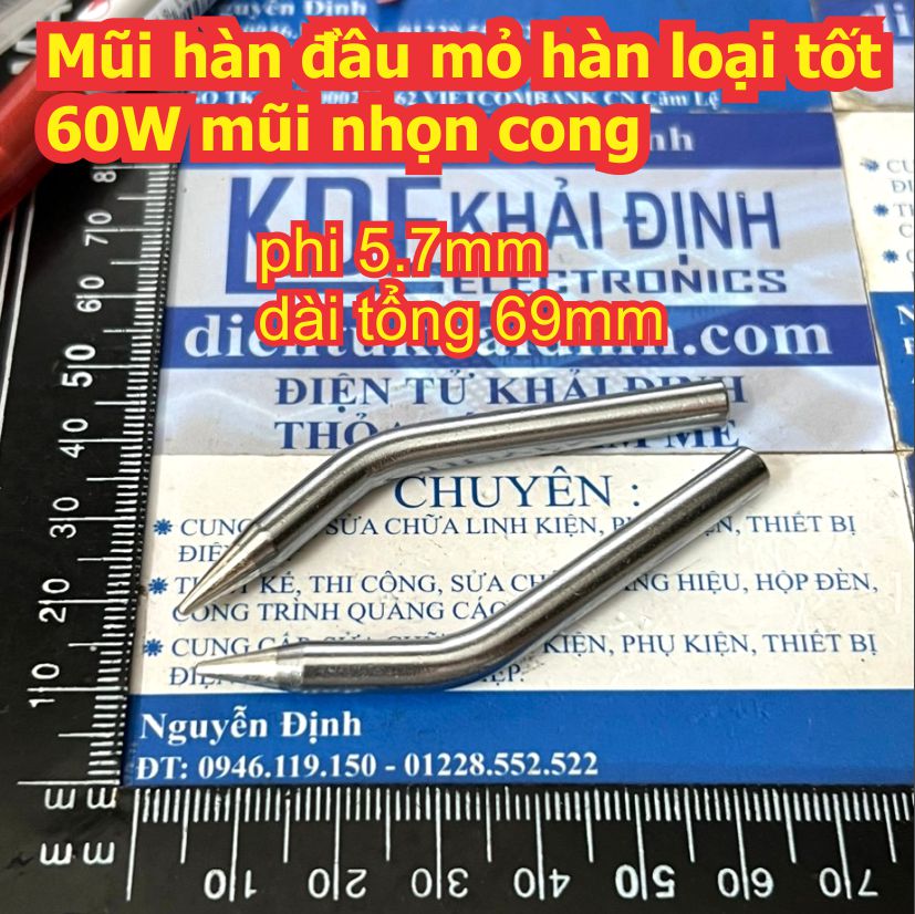 Mũi hàn đầu mỏ hàn loại tốt 60W màu trắng / đen mũi nhọn / dẹp / dao / tròn / cong kde2382