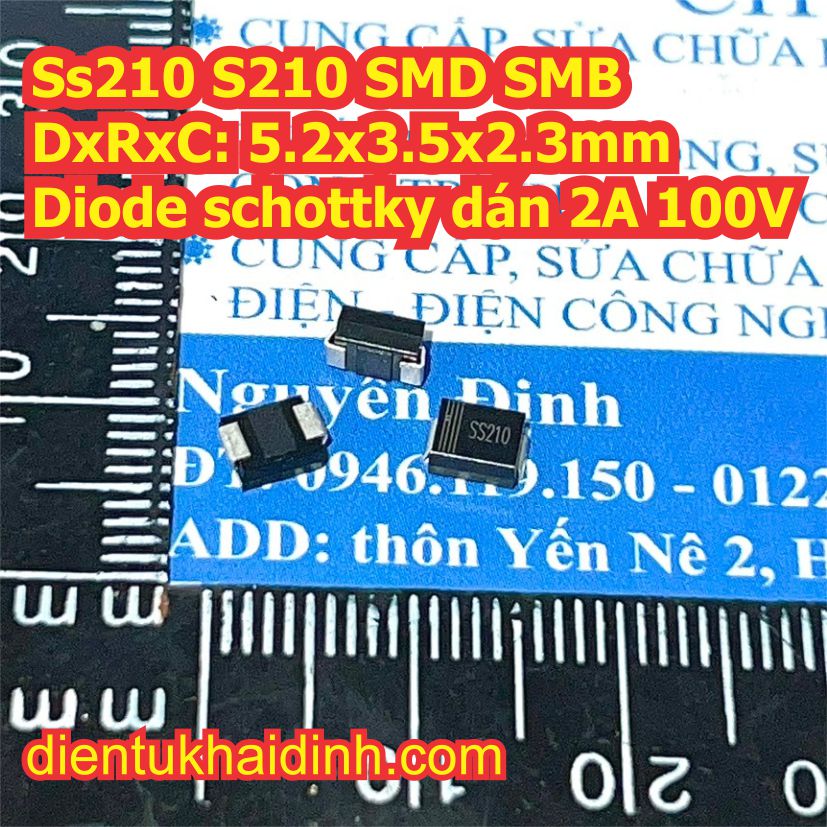 SS210 S210 SMD SMA 5x2.5x2.1mm SMB 5.2x3.5x2.3mm Diode schottky dán 2A 100V kde2451