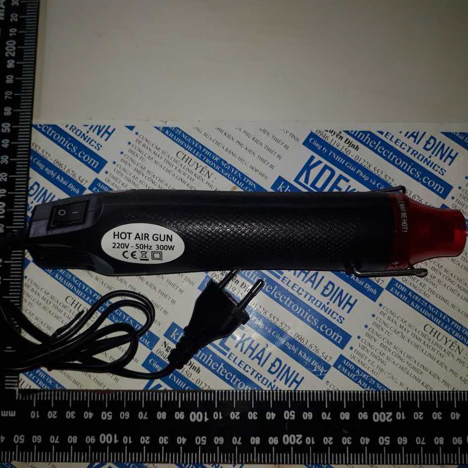 máy sấy, súng nóng, súng nhiệt, nhiệt độ cao 200 độ, 220Vac 300W, vỏ nhựa chắc chắn kde2469