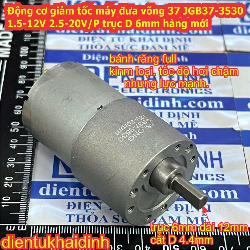 Động cơ giảm tốc trong máy đưa võng 37 JGB37-3530 GB37-520 6-24V 32-120V/P trục D 6mm kde2510