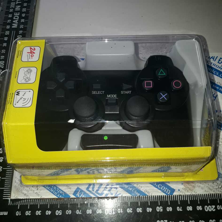 Tay cầm chơi game PS2 không dây 2.4Ghz anten thu màu đen kde2578