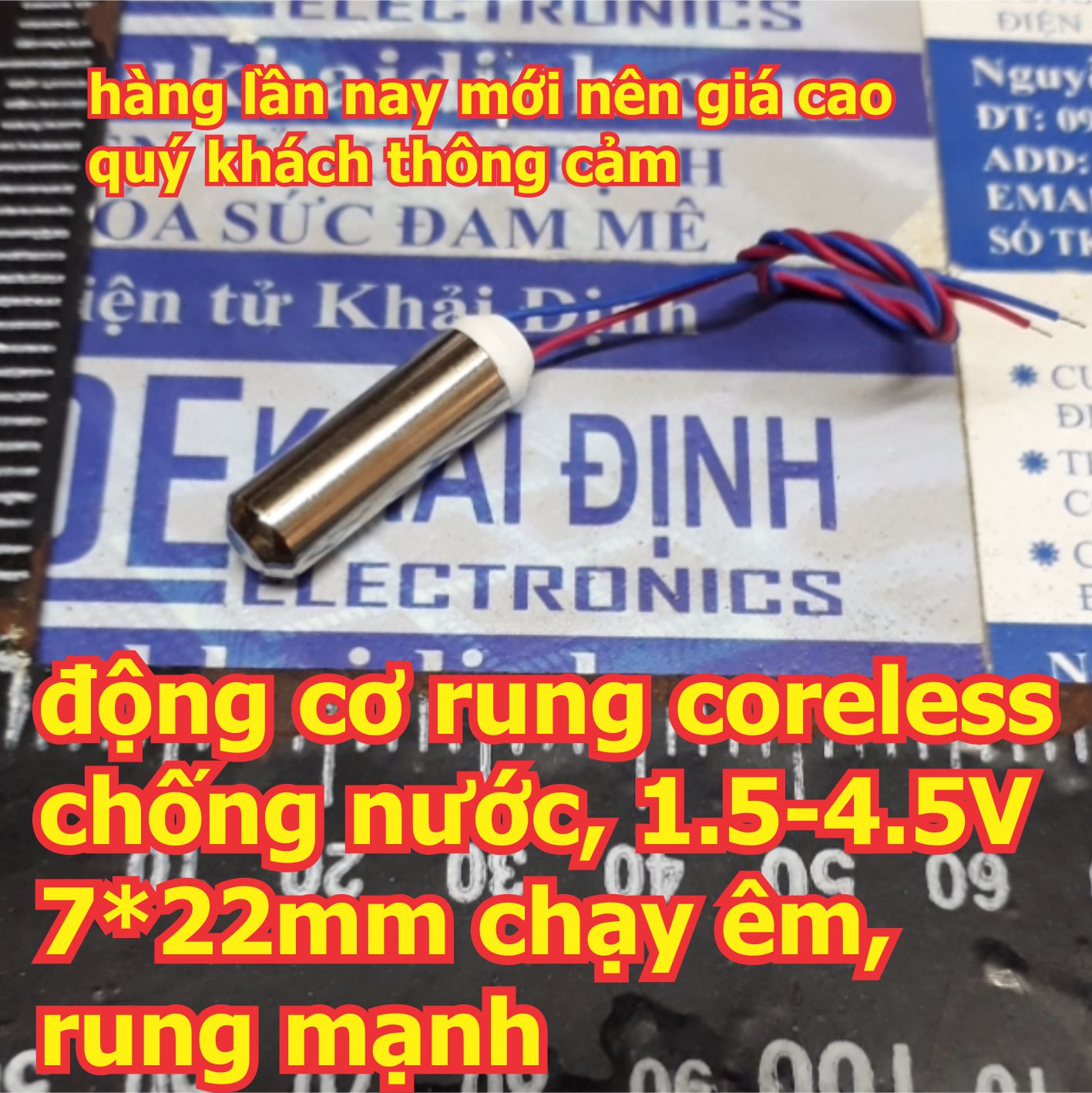 động cơ rung coreless chống nước 1.5-4.5V 7*22mm / 3-6V 7*21mm chạy êm, rung mạnh kde2581