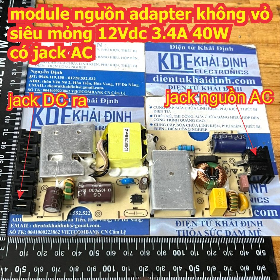 module nguồn adapter không vỏ siêu mỏng 12Vdc 3.4A 40W jack AC mạch kde2704