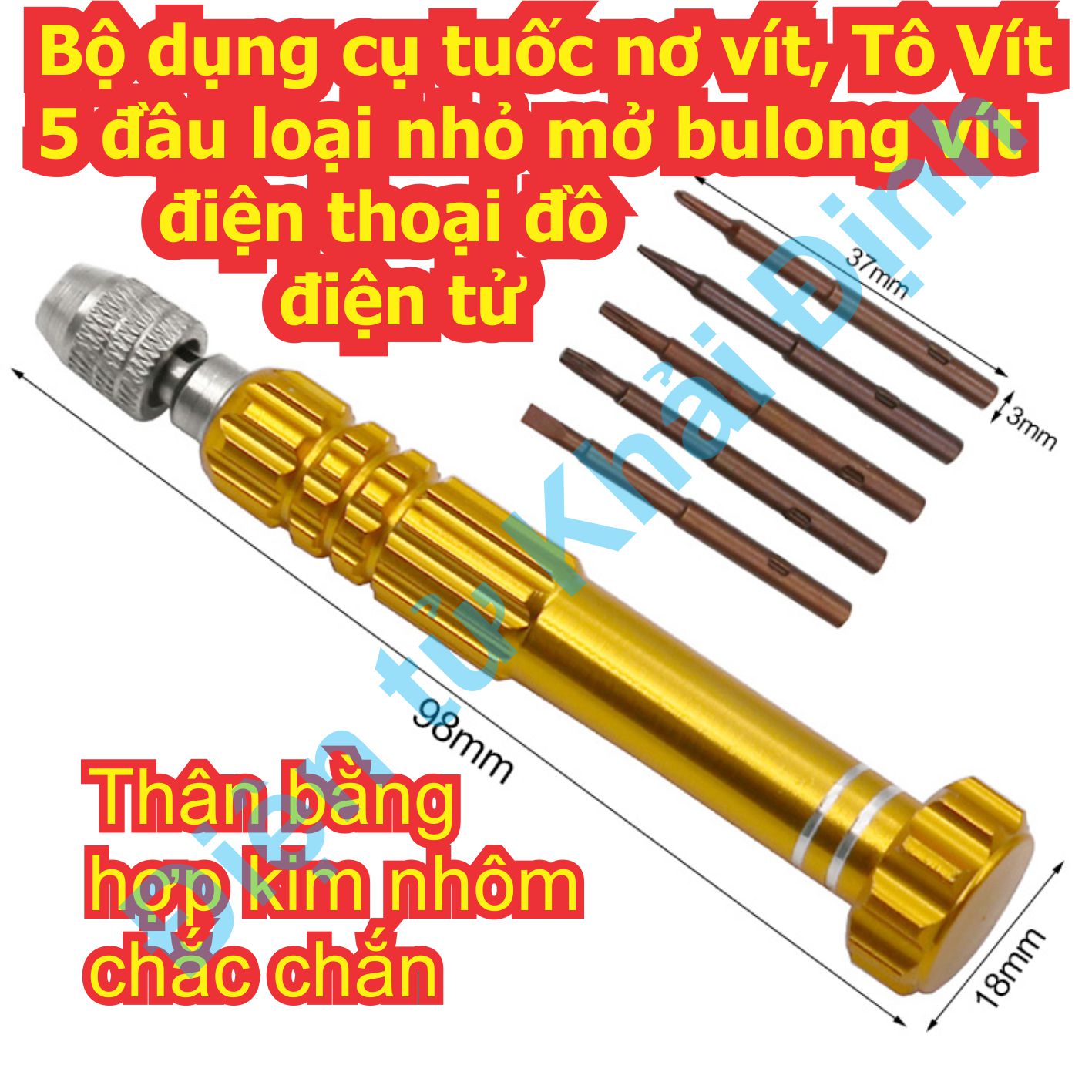 Bộ dụng cụ tuốc nơ vít, Tô Vít 5 đầu loại nhỏ mở bulong vít điện thoại đồ điện tử kde2735