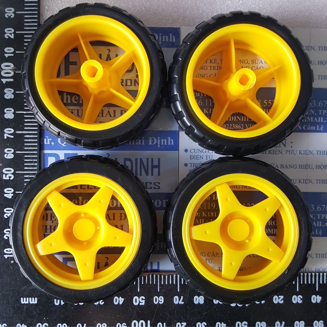 Bánh xe robot mô hình 66mm màu vàng 40g kde3192