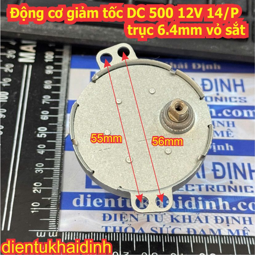 Động cơ giảm tốc DC 500 12V 14/P trục 6.4mm vỏ sắt kde3391