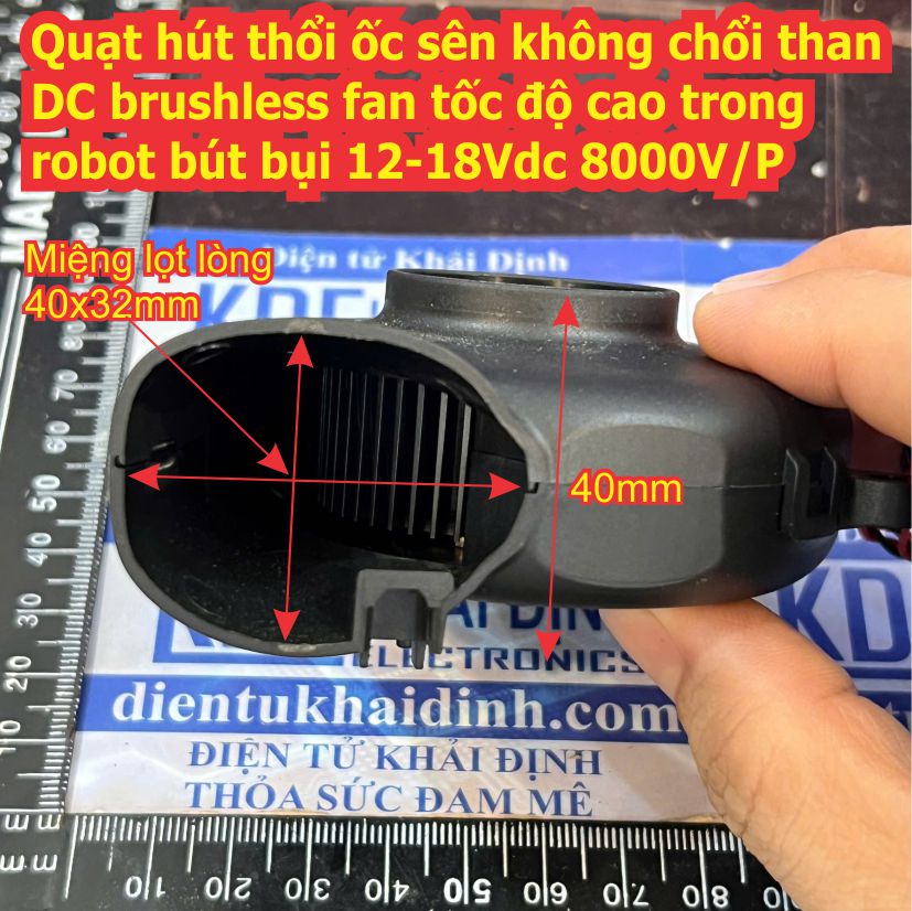 Quạt hút thổi ốc sên không chổi than DC brushless fan tốc độ cao trong robot bút bụi 12-18Vdc 8000V/P kde3392