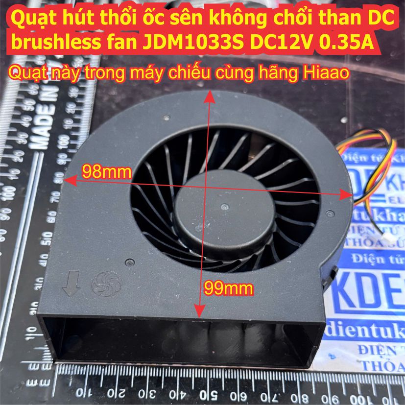 Quạt hút thổi ốc sên không chổi than DC brushless fan làm mát JDM1033S DC12V 0.35A kde3393