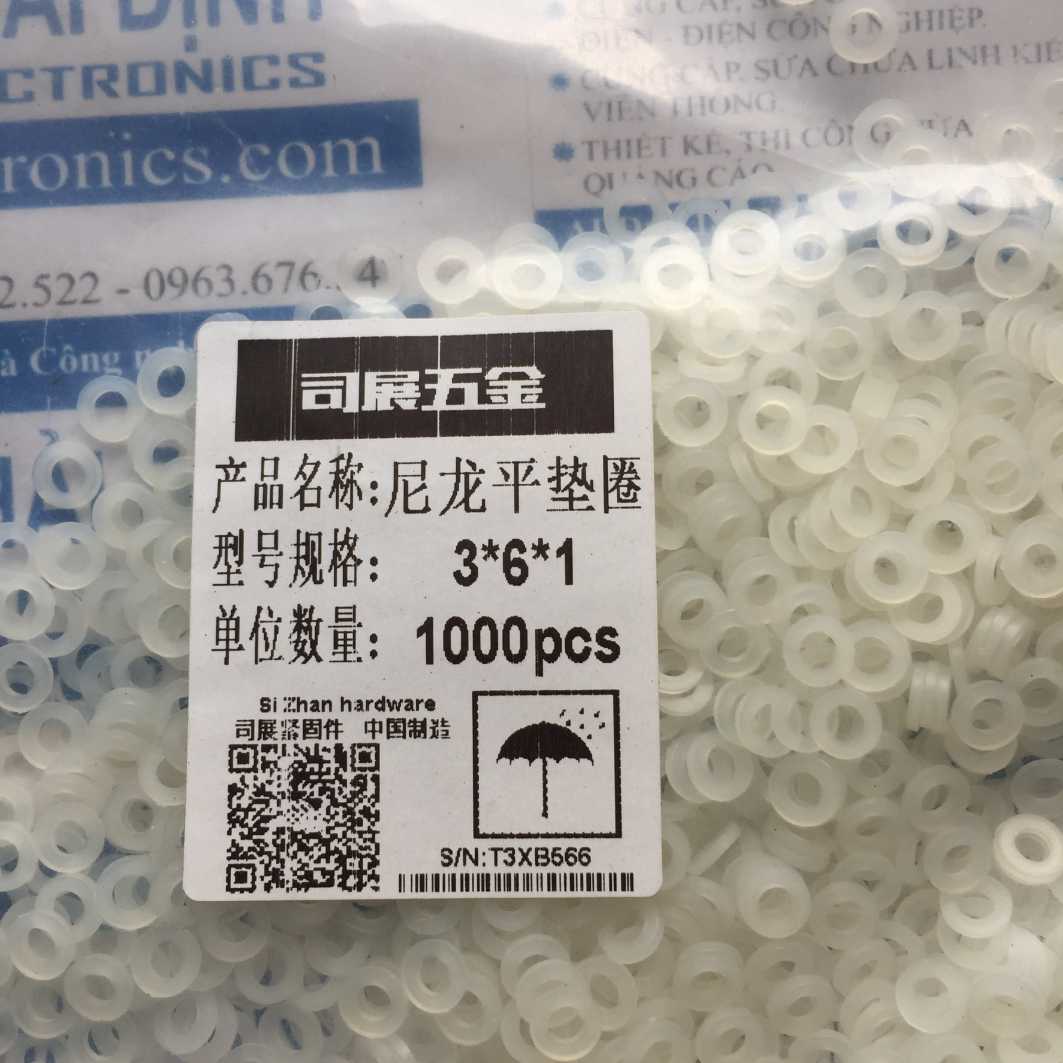 vòng đệm nhựa phẳng Long đền nhựa trắng các cỡ M2 đến M20 lỗ 2mm đến 20mm kde0210
