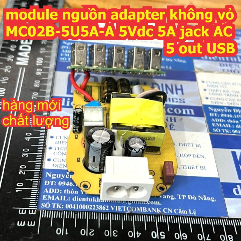 module nguồn adapter không vỏ MC02B-5U5A-A 5Vdc 5A jack AC, 5 cổng out USB kde3482