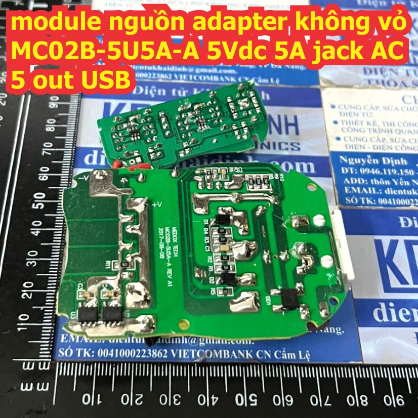 module nguồn adapter không vỏ MC02B-5U5A-A 5Vdc 5A jack AC, 5 cổng out USB kde3482