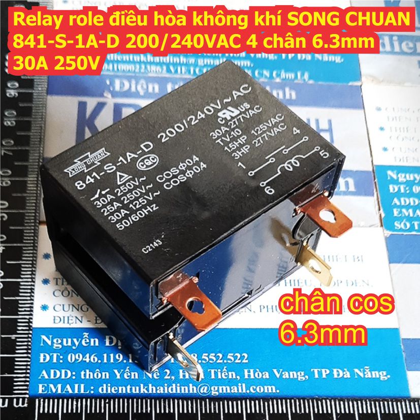 Relay role điều hòa không khí SONG CHUAN 841-P-2A-C-H 841-S-2A-D 841-S-1A-D 200/240VAC 25A 250V kde3512