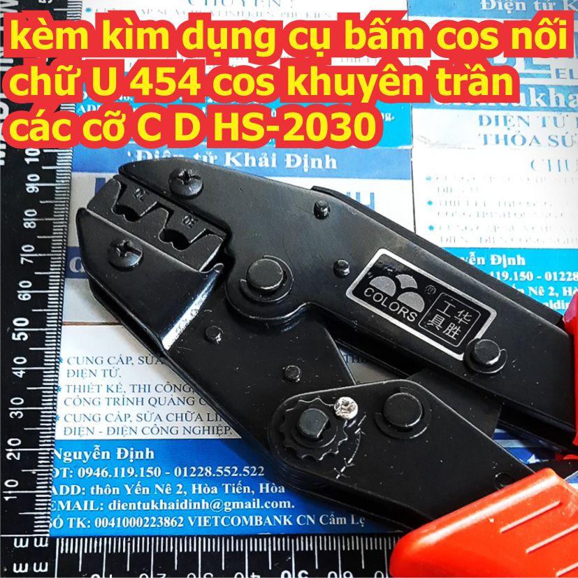 kèm kìm dụng cụ bấm cos nối chữ U trợ lực 454 cos khuyên trần cỡ lớn C D HS-2030 kde3516