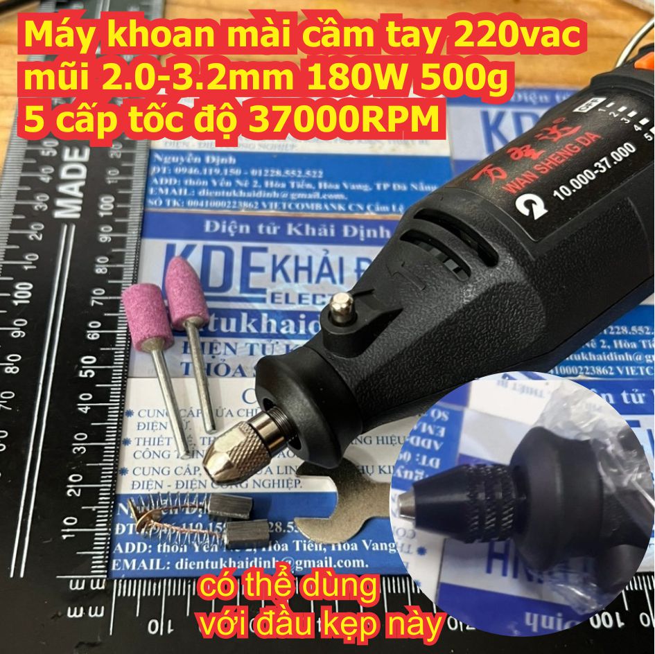MÁY KHOAN khoan mạch cầm tay 220vac, mũi 2.0-3.2mm 180W, 400g, 5 cấp tốc độ 32000RPM kde3670