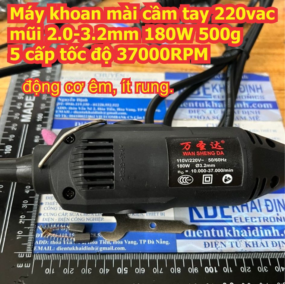 MÁY KHOAN khoan mạch cầm tay 220vac, mũi 2.0-3.2mm 180W, 400g, 5 cấp tốc độ 32000RPM kde3670