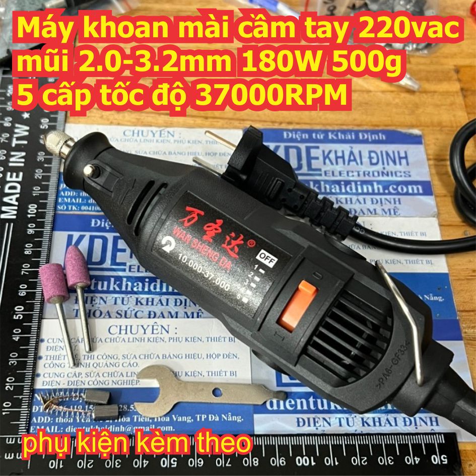 MÁY KHOAN khoan mạch cầm tay 220vac, mũi 2.0-3.2mm 180W, 400g, 5 cấp tốc độ 32000RPM kde3670
