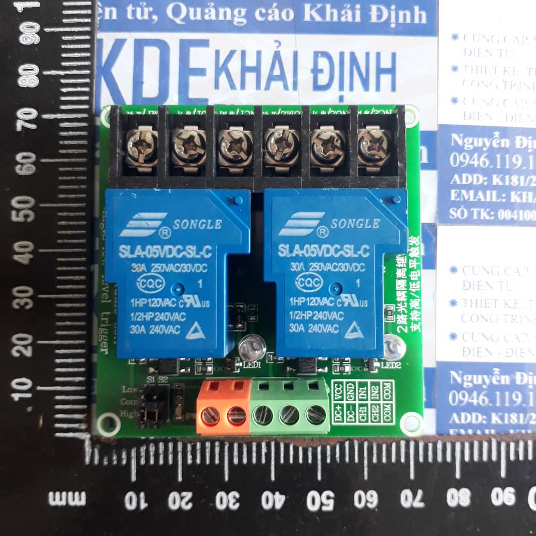 module 2 relay SLA-05VDC-SL-C 5v, 30A chọn mức điều khiển kde4185