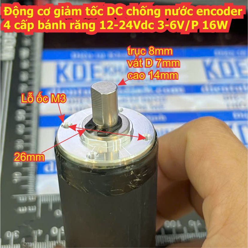 Động cơ giảm tốc DC chống nước cảm biến tốc độ 4 cấp bánh răng 12-24Vdc 3-6V/P 16W 306g kde4258