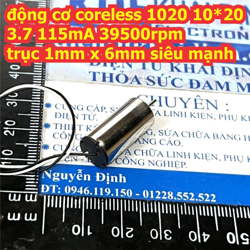 Động cơ coreless 1020 10*20 3.7 115mA 39500rpm trục 1mm x 6mm / 1.2x4mm siêu mạnh kde4351