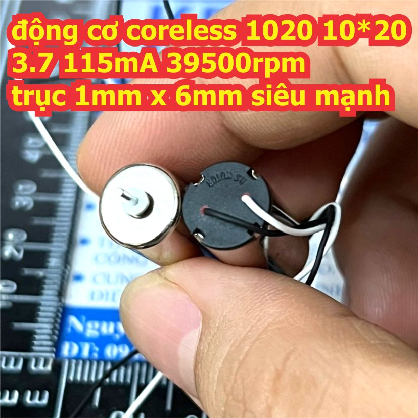Động cơ coreless 1020 10*20 3.7 115mA 39500rpm trục 1mm x 6mm / 1.2x4mm siêu mạnh kde4351
