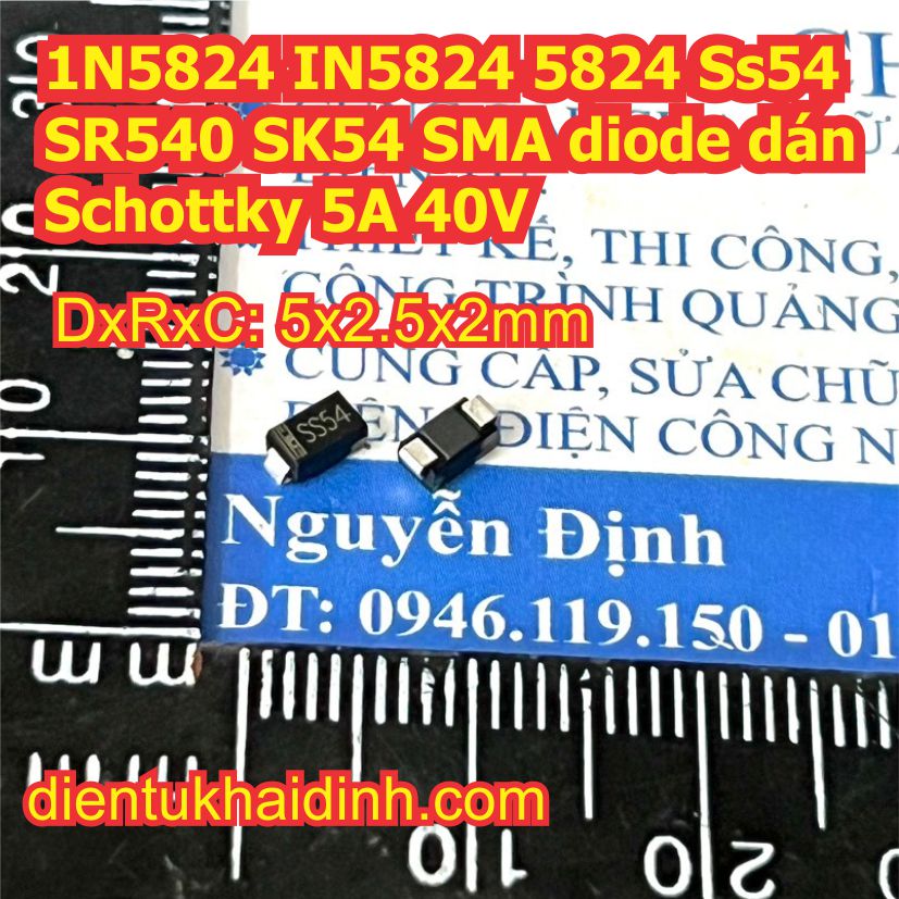 1N5824 IN5824 5824 SS54 SR540 SK54 DO-27 / SMA SMB SMC diode cắm / dán Schottky 5A 40V kde7473