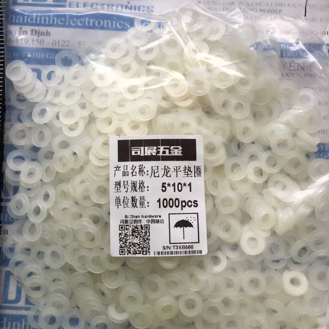 vòng đệm nhựa phẳng Long đền nhựa trắng các cỡ M2 đến M20 lỗ 2mm đến 20mm kde0210